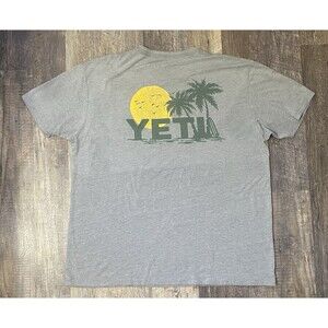 YETI Logo T Shirt XXL Gray Heather Short Sleeve Graphic Outdoor Tee